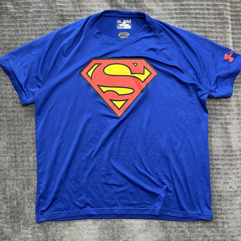 Under Armour Superman Alter Ego Compression Short Sleeve Shirt Mens Large Blue